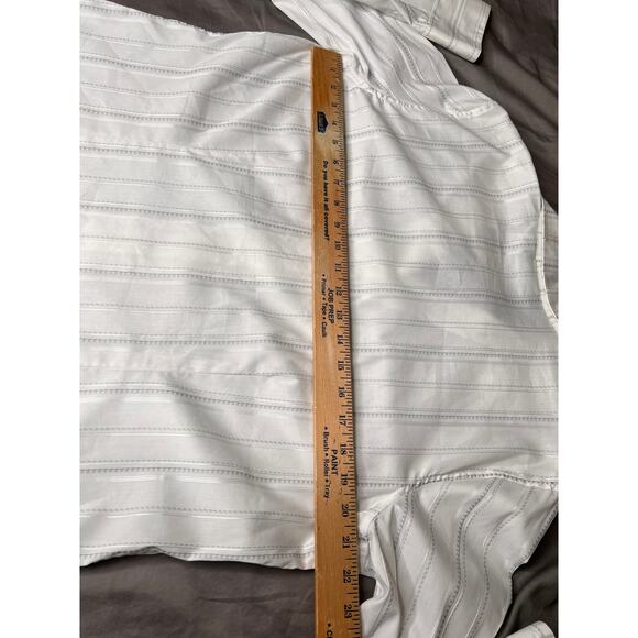 Chico's size 3 blouse white silver stripe button-up office atire evenings dressy - Picture 5 of 8